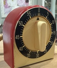 Vintage Red Mid Century MCM Kitchen Cooking Egg Timer Retro Rare picture