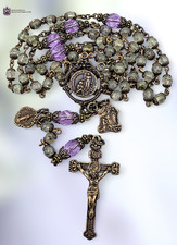 Healing Saints Archangel Raphael Lourdes Rosary - Bronze Heirloom | Prehnite picture