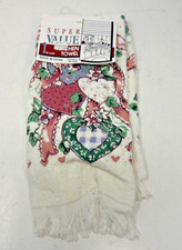 Vintage Franco Pink Hearts Bow Fringe Kitchen Hand Towel Cottagecore picture