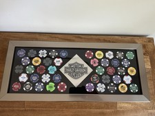 Harley Davidson Poker Chips Lot 44 Multiple Dealership Chip Collection HD Frame picture
