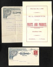 1891 H. L. Griffin Co Ogden TLS Price List Sheet & Adv. Cover to S.R. Buford, MT picture