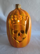Halloween Jack-o-Lantern Skull King Crown Pumpkin Light Vintage Decoration picture