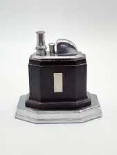 Vintage Ronson Touch-Tip Table Lighter Art Deco Octette Chrome & Dark Brown  picture