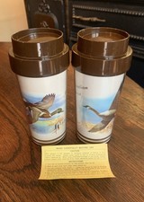 Thermo Serv Coffee Tumblers Goose/Mallard Vtg Set 2 USA NEW/NOS With Paper picture
