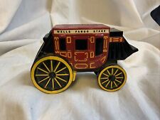WELLS FARGO Cast Iron Stage Coach Coin Bank - No Box Or Key Red picture