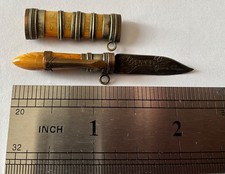 Thai Antique Ritual Knife & Sheath. 1-1/8