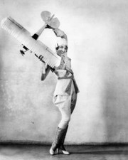 American aviator Ruth Elder poses with a model of a biplane 1927 OLD PHOTO picture