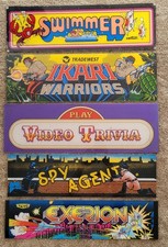 Vintage Arcade Marquee Lot of 5 - Originals - Swimmer, Ikari Warriors, Exerion picture