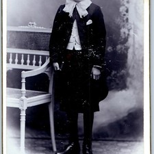 c1900s Verviers Belgium CdV Photo Clement Ortmans Cute Boy Kilt Dress Hat 4