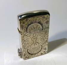 Rare 1911 Unger Brothers sterling silver engine turned automatic petrol lighter picture