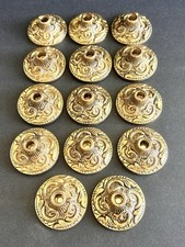Lot of 14 Vintage Heavy Solid Cast Brass Fluted Lamp Cover Body Parts 5/8