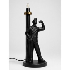 1980s Black Ceramic Table Lamp Jazz Musician Mid Century  Retro Lounge Bar Light picture