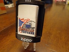 AMERICAN TRUCKER SEMI TRACTOR TRAILER AMERICAN FLAG ZIPPO LIGHTER MINT IN BOX picture