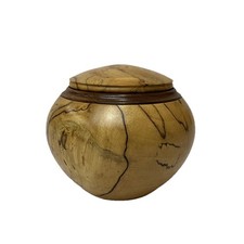 1987 MICHAEL MODE HAND TURNED BURL WOOD LIDDED JAR picture