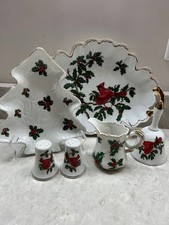 *RARE* 6 Pc Lefton Christmas Holly Cardinals Collection picture