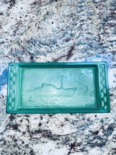 Ship Brasil Maru O.S.K Line Malachite Glass Made In Japan Ashtray Shipping Cargo picture