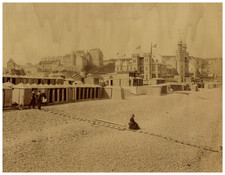 France, Dieppe, Le Casino et le Vieux Château vintage albumen print album print picture