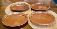 4 PC Handmade Mexican Plates Oval Dinner Glossy Terracotta Clay Platos de barro picture