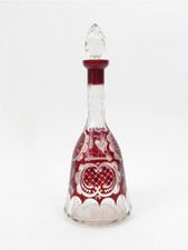 Antique Egermann Ruby Red Cut to Clear Czech Bohemian Lidded Decanter 15