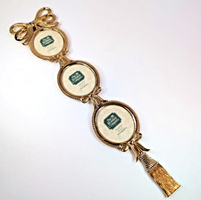 VTG 90s Bombay Co Gold Tone 3 Photo Frame Wall Hang Bows Oval Cottage Granny picture
