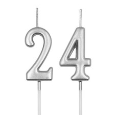 24th & 42nd Birthday Candles, Silver Number 24 42 Candle for Cake, Happy Birt... picture