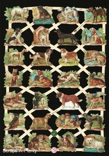 German Embossed Victorian Style Scrap Die Cut - Playful Dog & Puppies EF7337 picture