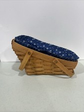 1995 Longaberger Large Slanted vegetable basket sleigh size with handles insert picture