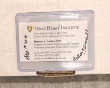 Denton Cooley Signed Business Card First Artificial Heart Transplant Autograph picture