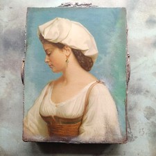 Memory Block Wall Art Home Interior Design Young Italian Woman 8x6 in Gift picture