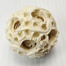 Vtg Hand Carved Puzzle Ball Sphere Intricate Asian Décor 8 Layer Dragon Nested picture