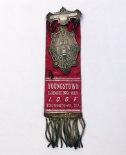 Antique Independent Order of Odd Fellows IOOF Lodge 813 Youngstown IL Pin Ribbon picture