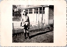 1943 WWII Era Woman in Uniform Snapshot Photo Original May 2, 1943 Dated picture