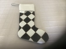 Mackenzie Childs Courtly Noel Cream Harlequin Christmas Stocking New W/ Tag picture