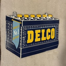 Vintage PORCELAIN DELCO BATTERY SIGN GAS STATION picture