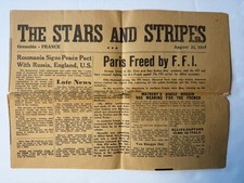 VTG Aug 25th 1944 WWII Stars & Stripes Paris Freed FFI France Bill Mauldin Paper picture