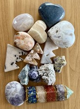 Crystal WHOLESALE Lot 14pcs Heart Palm Mountain Carvings Specimen Mineral Raw picture