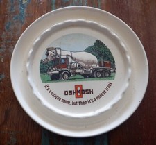 Vintage Oshkosh Concrete Truck LARGE Glass Ashtray Display Piece 8.5