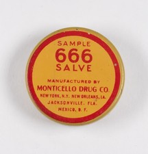 Vintage Medicine Tin Devilish 666 Salve Sample Size Monticello Drug Co 1920s picture
