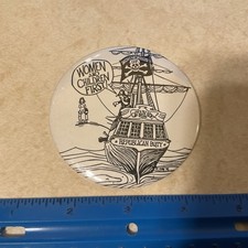 1995 Anti Newt Gingrich Republican Pirate Ship Pinback Button Signed M Kish 95 picture