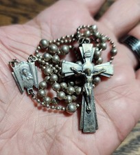 Vintage WWII Military Rosary Religious Catholic Medal Crucifix Pendant Lot #F picture