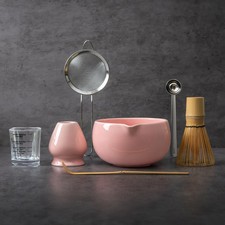 YIBO Matcha Whisk Set Pink, Handcrafted Bamboo Chasen & Ceramic Large, Pink picture