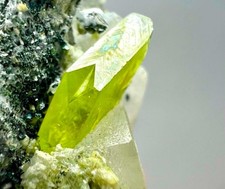 55 Carat Very Beautiful Titanite Green Sphene, Hematite Crystals On Matrix @PAK picture