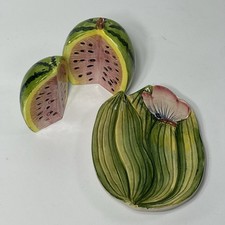 VTG Takahashi San Francisco Watermelon Salt & Pepper Shakers Set W/Tray JapanMCM picture