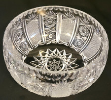 Stunning American Brilliant? Lead Crystal Hand Cut Etched Glass Bowl 5.5 Pounds picture