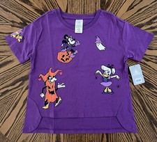 Disney Halloween T-Shirt MINNIE Goofy PLUTO Daisy Youth Size L Purple NWT picture