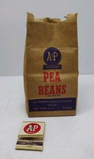 Vintage A&P PEA Beans Paper Sack And Used Matchbook picture