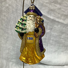 Vintage Slavic Treasures Louisiana State University Tigers Santa Ornament 6”T picture