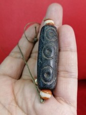 Himalayan Indo Agate Old Genuine Ancient Longevity Dzi Eyes Good Luck Bead picture