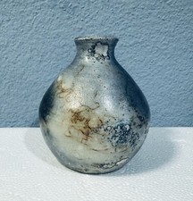 Stoneware Bud Vase Studio Art Pottery 4” Tall Handmade Signed 2009 picture