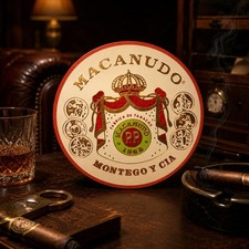 New Macanudo Cigars Inspirado Round Cigar Store Lounge Sign Tobacco Ad Old Logo picture